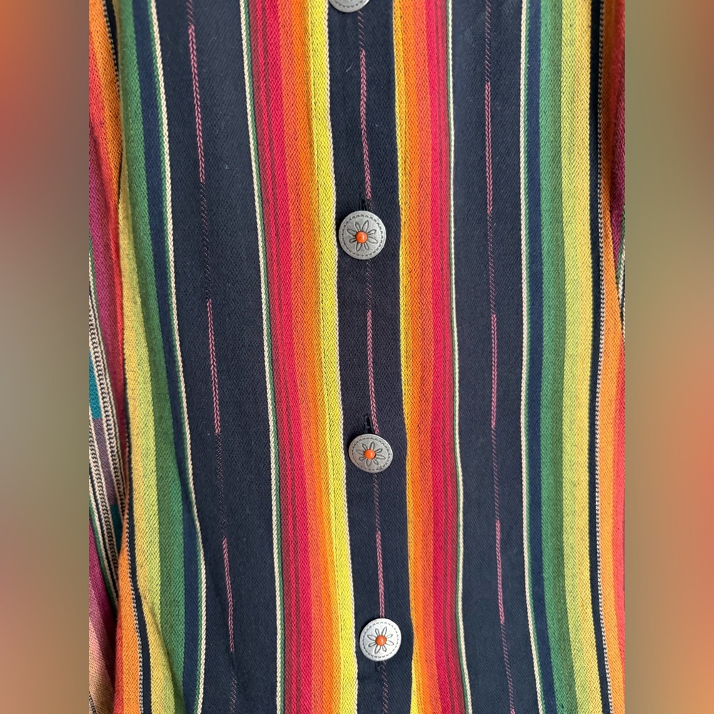 Silverado apparel black serape long sleeve button up shirt L western boho - Picture 5 of 8